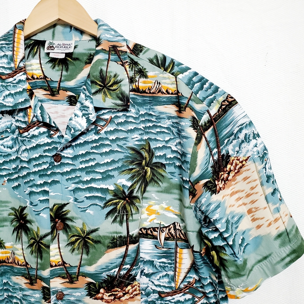 Aloha Republic Hawaii Print Short Sleeve Shirt Mens XXL